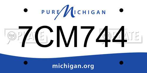 7CM744 Michigan License Plate