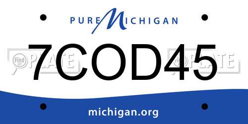 7COD45 Michigan License Plate