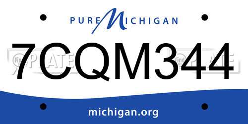 7CQM344 Michigan License Plate