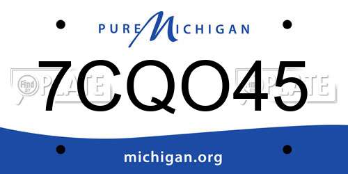 7CQO45 Michigan License Plate