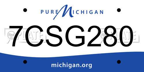 7CSG280 Michigan License Plate