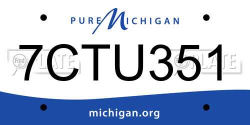 7CTU351 Michigan License Plate