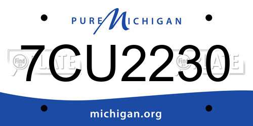 7CU2230 Michigan License Plate
