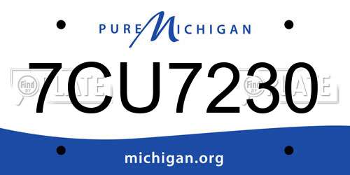 7CU7230 Michigan License Plate