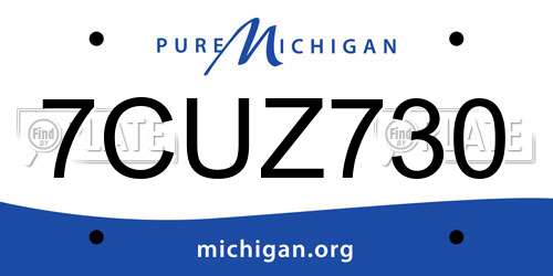 7CUZ730 Michigan License Plate