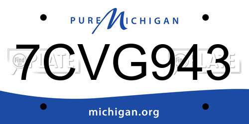 7CVG943 Michigan License Plate