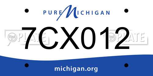 7CX012 Michigan License Plate