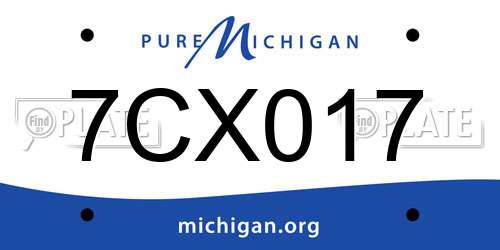 7CX017 Michigan License Plate