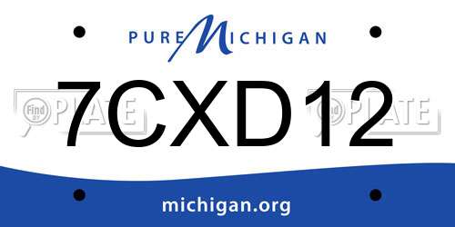 7CXD12 Michigan License Plate