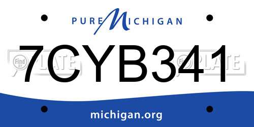 7CYB341 Michigan License Plate