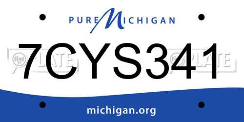 7CYS341 Michigan License Plate