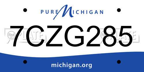 7CZG285 Michigan License Plate