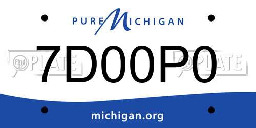 7D00P0 Michigan License Plate
