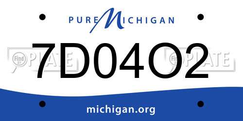 7D04O2 Michigan License Plate