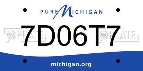 7D06T7 Michigan License Plate