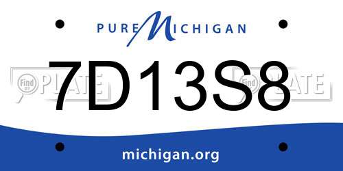 7D13S8 Michigan License Plate