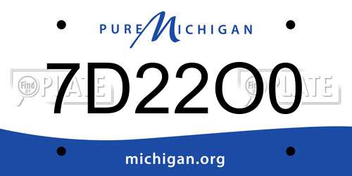 7D22O0 Michigan License Plate