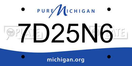 7D25N6 Michigan License Plate