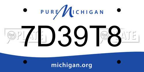 7D39T8 Michigan License Plate