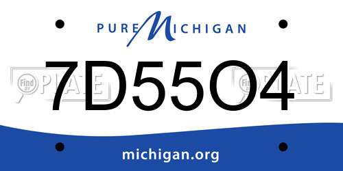7D55O4 Michigan License Plate