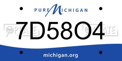 7D58O4 Michigan License Plate