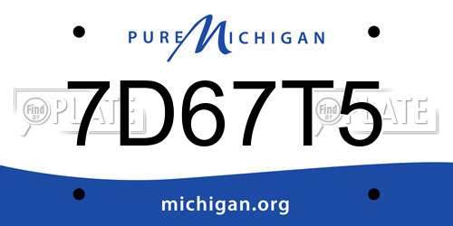 7D67T5 Michigan License Plate
