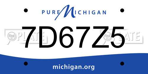 7D67Z5 Michigan License Plate