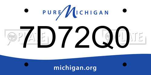 7D72Q0 Michigan License Plate
