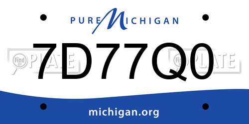 7D77Q0 Michigan License Plate