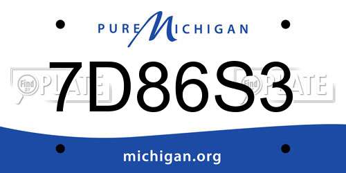 7D86S3 Michigan License Plate