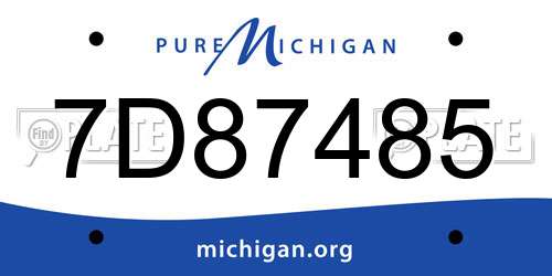 7D87485 Michigan License Plate