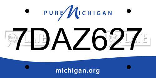 7DAZ627 Michigan License Plate
