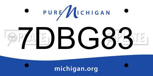 7DBG83 Michigan License Plate