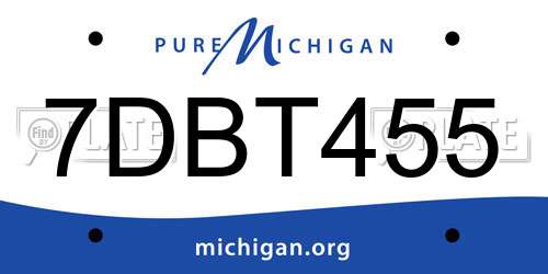 7DBT455 Michigan License Plate