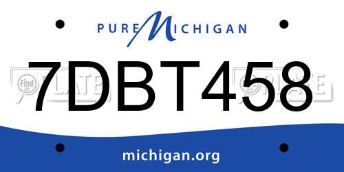 7DBT458 Michigan License Plate
