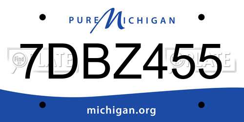 7DBZ455 Michigan License Plate