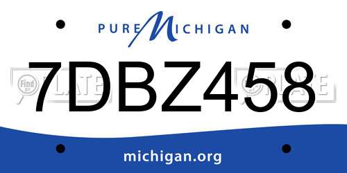 7DBZ458 Michigan License Plate