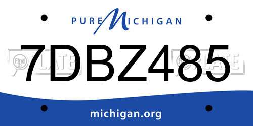 7DBZ485 Michigan License Plate
