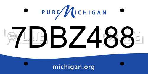 7DBZ488 Michigan License Plate