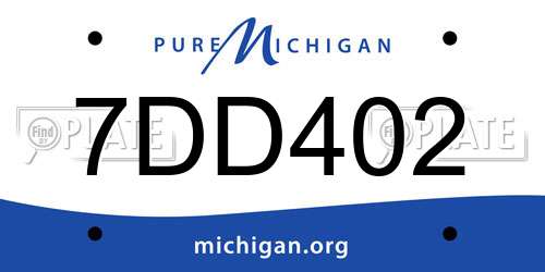 7DD402 Michigan License Plate