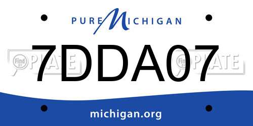 7DDA07 Michigan License Plate