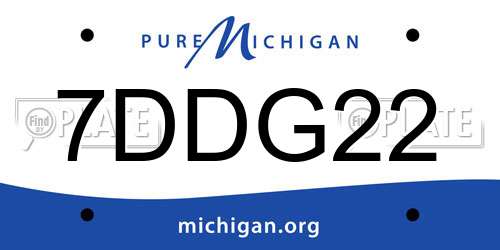 7DDG22 Michigan License Plate