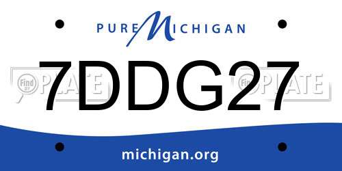 7DDG27 Michigan License Plate