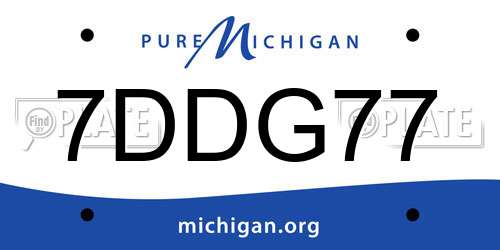 7DDG77 Michigan License Plate