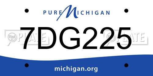 7DG225 Michigan License Plate