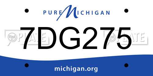 7DG275 Michigan License Plate
