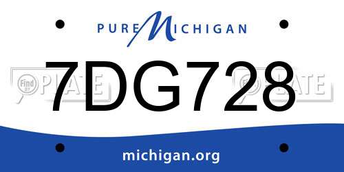 7DG728 Michigan License Plate