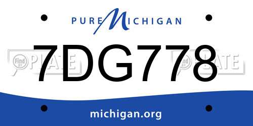 7DG778 Michigan License Plate