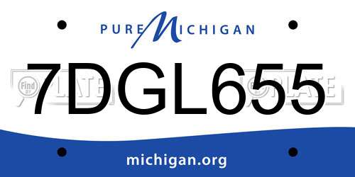 7DGL655 Michigan License Plate