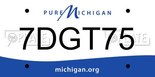 7DGT75 Michigan License Plate